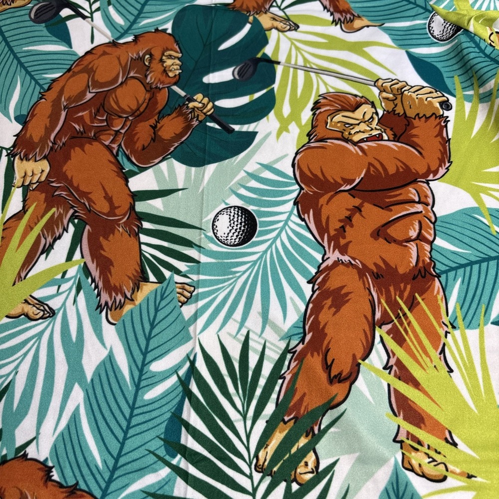 Mens Gorilla Golf Polo 2X Tropical Print 92% Polyester 8% Stretch Yarn Thin/Cool